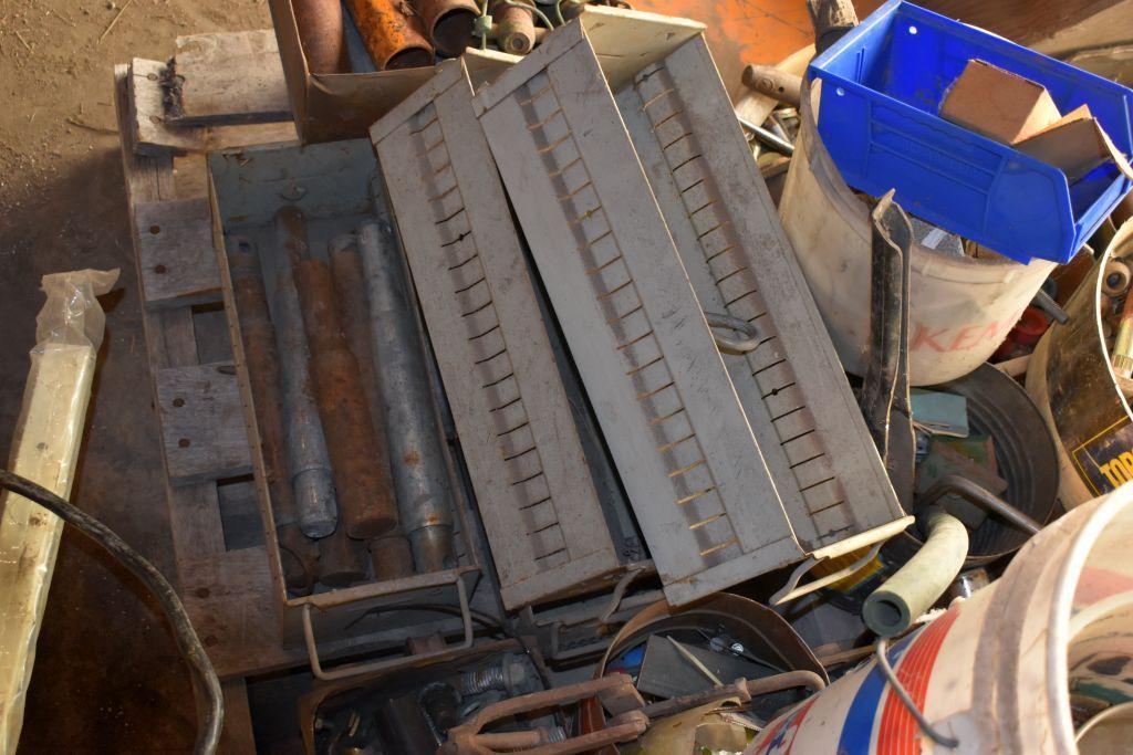 Pallet Containing Pins, Cable Clamps, Other Hardware