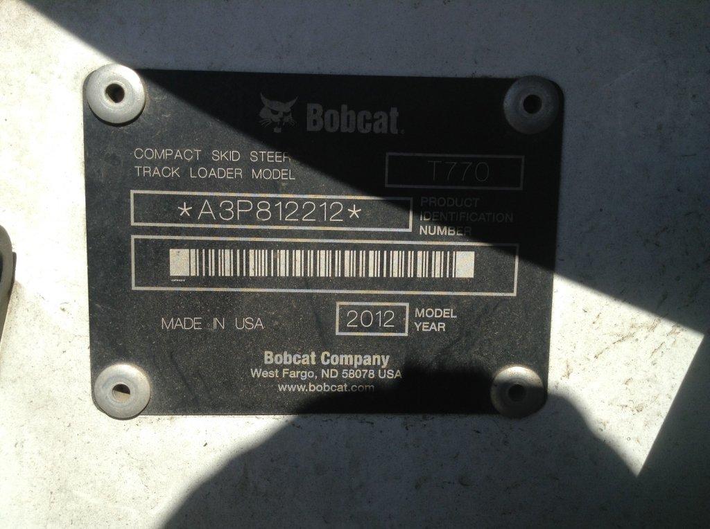 2012 Bobcat T770 Skid Steer on Tracks High Flow, 2 Speed, New Windshield, E
