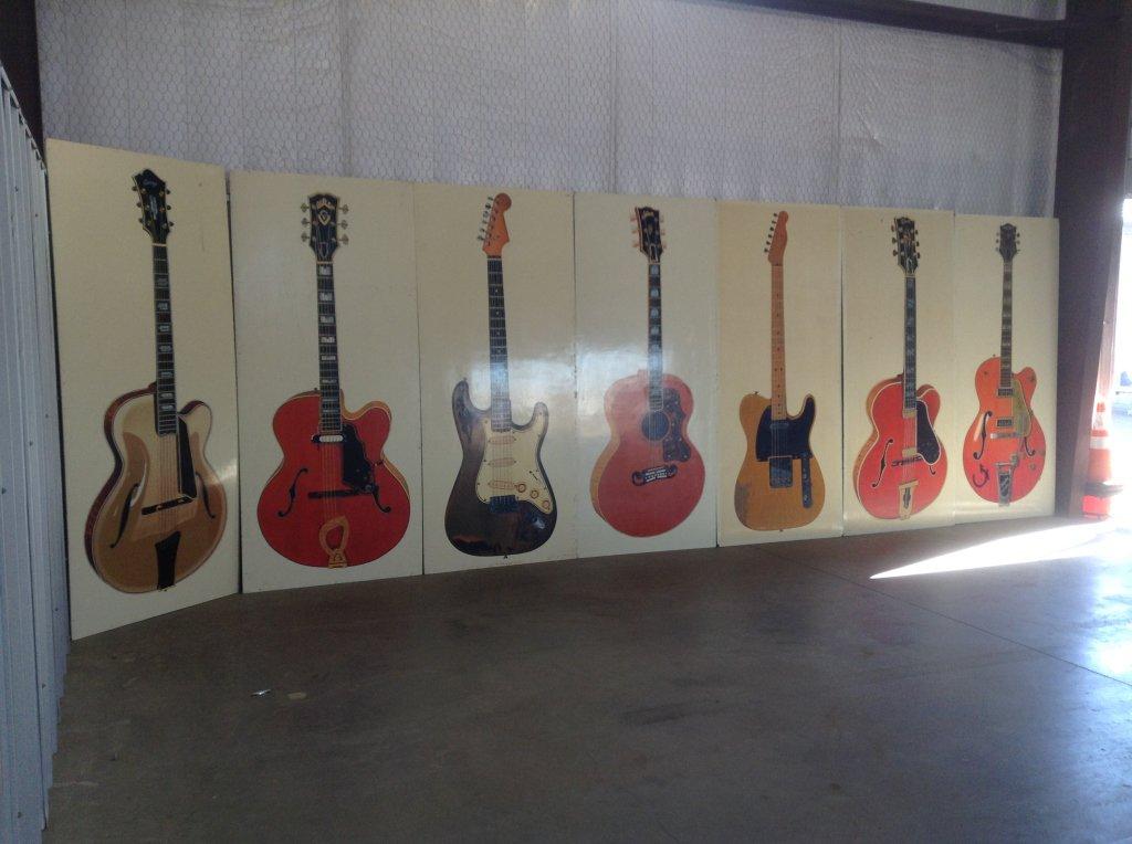 (7) Paintings  of Guitars which include: Gretsch Guitar 8' x 3'6", Gibson G