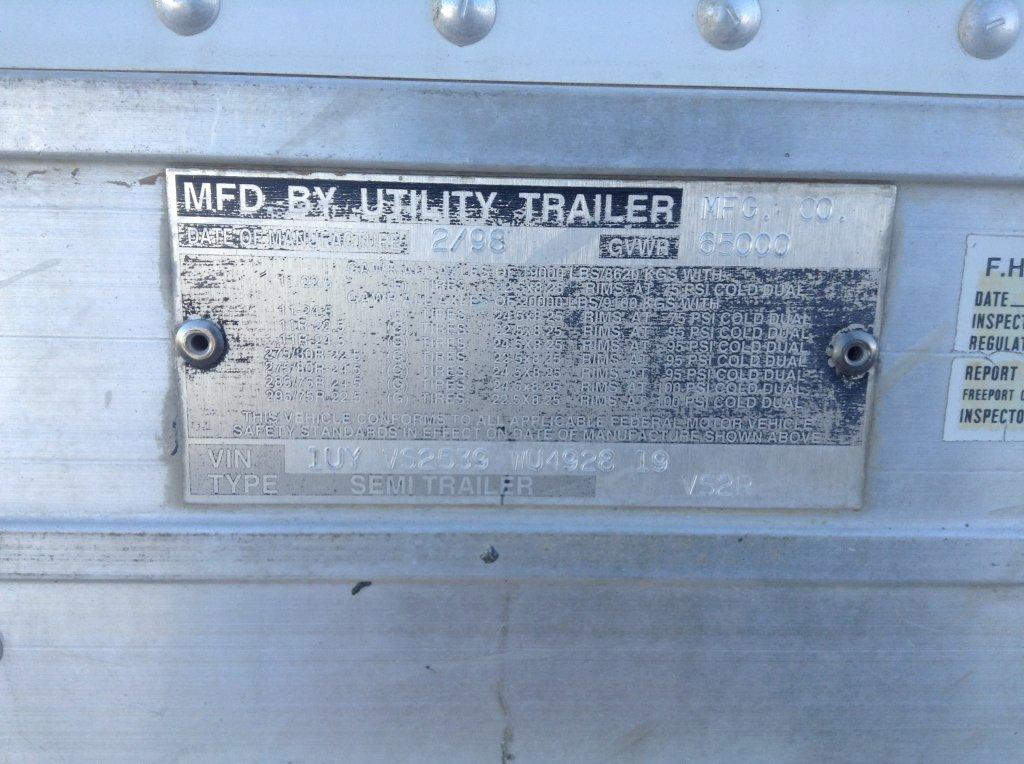 1998 Utility Reefer Trailer , Length: 53' , Dual Tandem , 5th Wheel , Color
