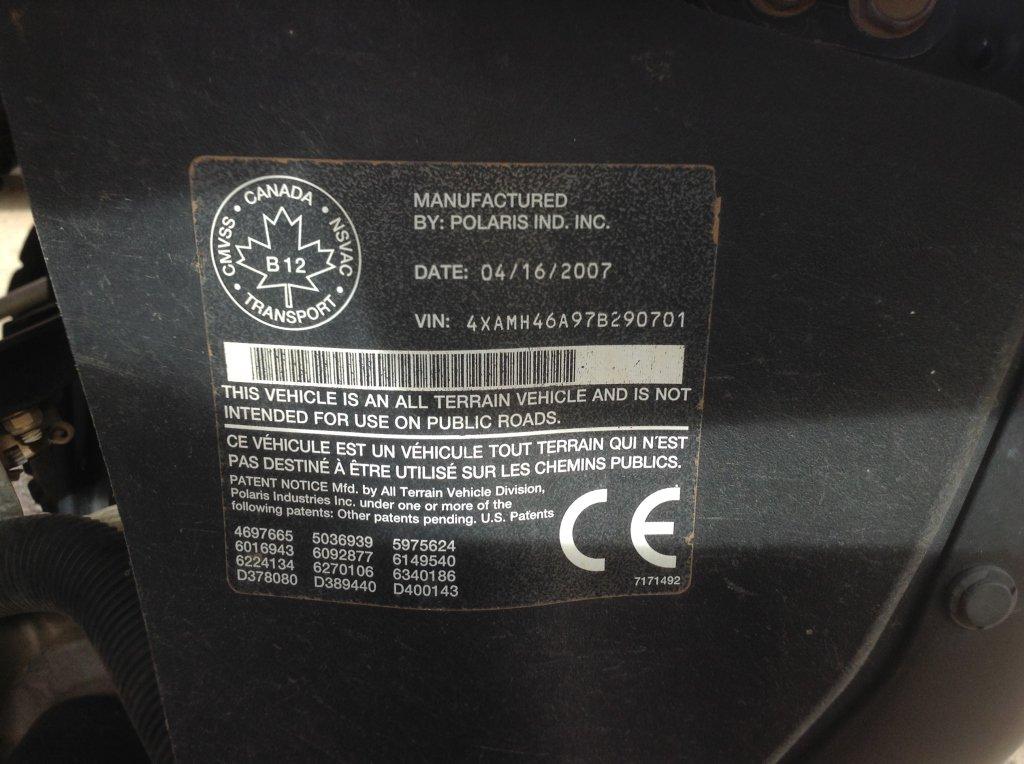 2007 Polaris Sportsman 4 Wheeler Engine Type: 450 , Fuel Type: g , Transmis