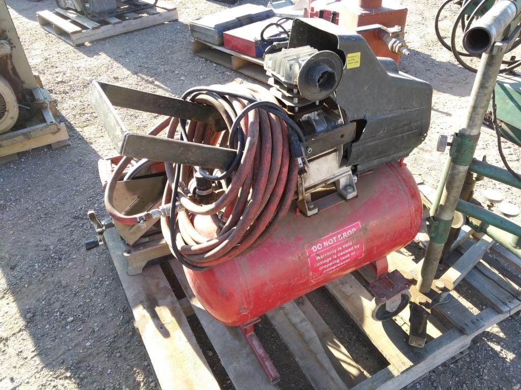 Chop Saw, Compressor, and 2 Stands