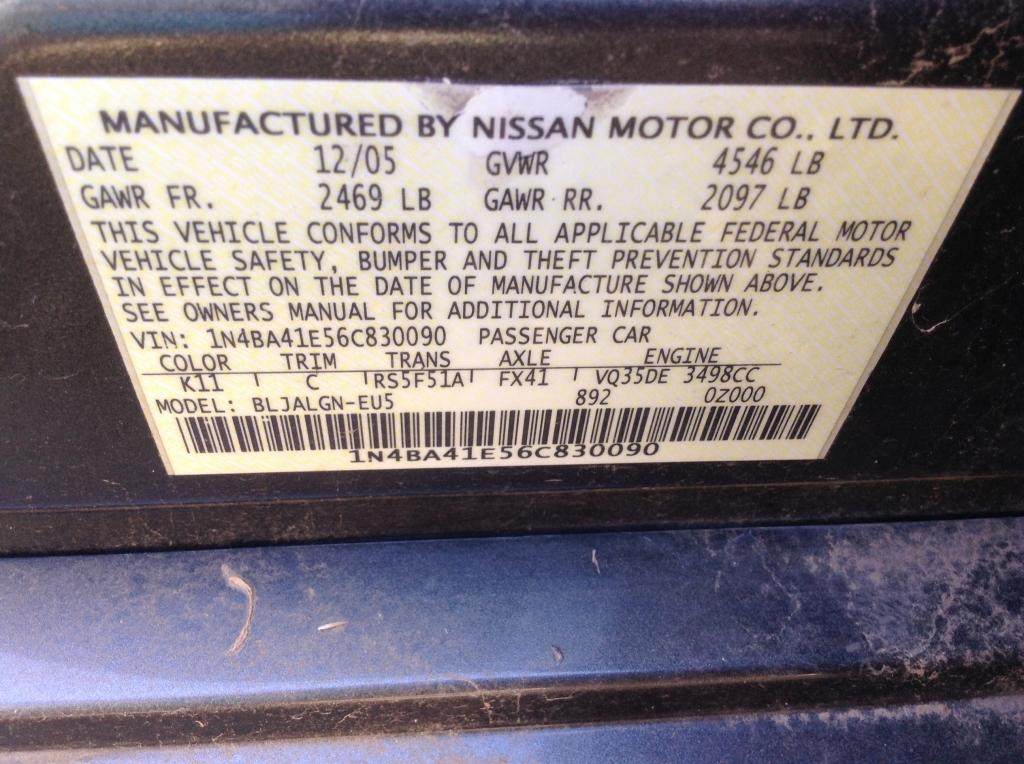 2006 Nissan Maxima Sedan Car