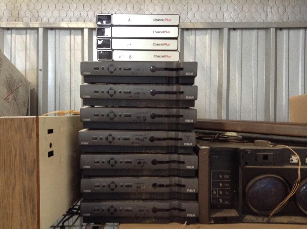 Projection TV w/Screen, (11) Electronic Boxes