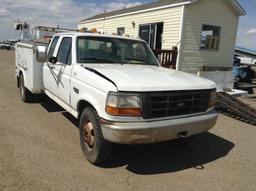 1997 Ford F-350 Ext. Cab Flatbed Crane Truck
