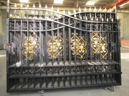 20' Heavy Duty Bi-Parting Wrought Iron Gate