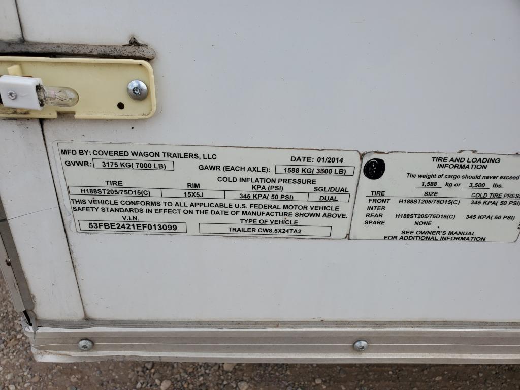 2014 Covered Wagon Enclosed Trailer , Length: 24' , Tandem , Bumper Hitch ,