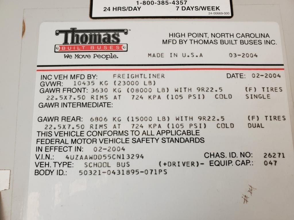 2005 Thomas Built 47 Passenger School Bus