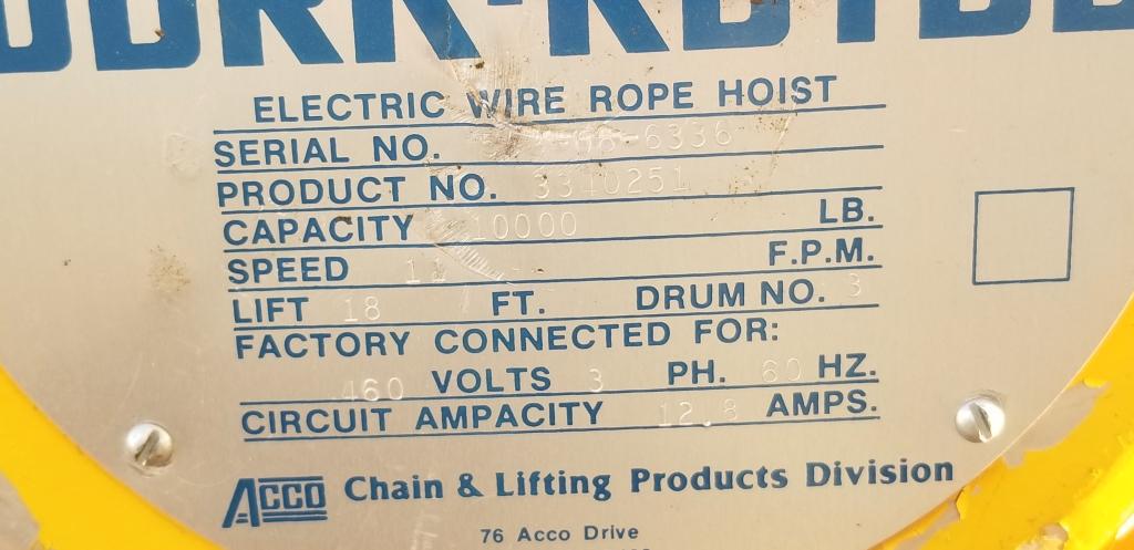 Wright Work-rated Bridge Crane W/ Cross Beams