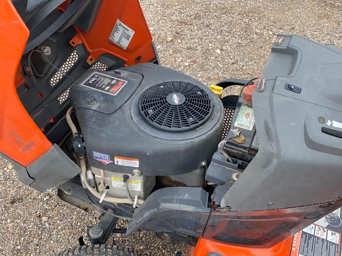 Husqvarna riding mower with Cyclone Rale Vacuum System