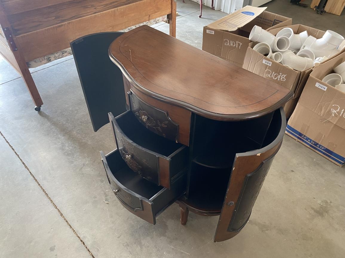 Engraved Metal and Wood Hall table