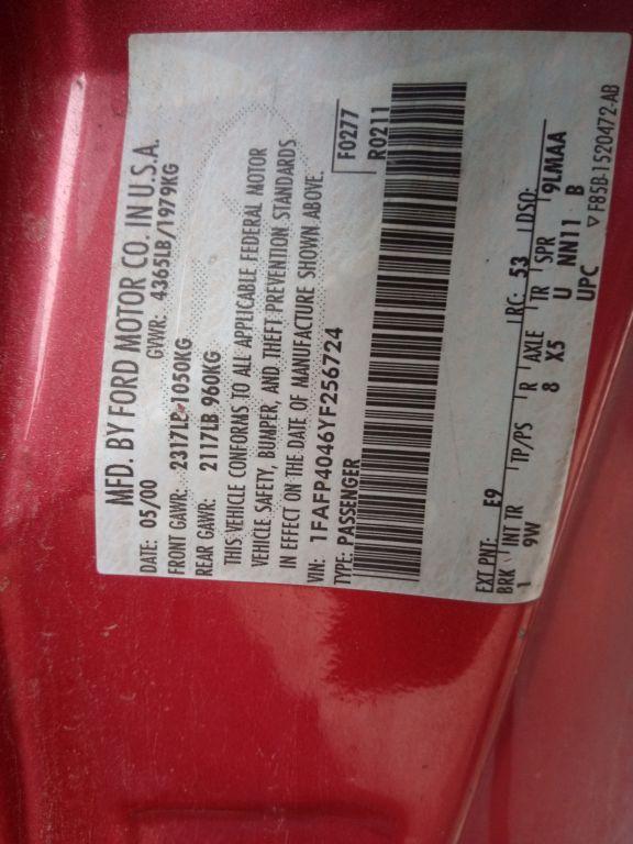 2000 Ford Mustang  Coupe 2D Coupe
