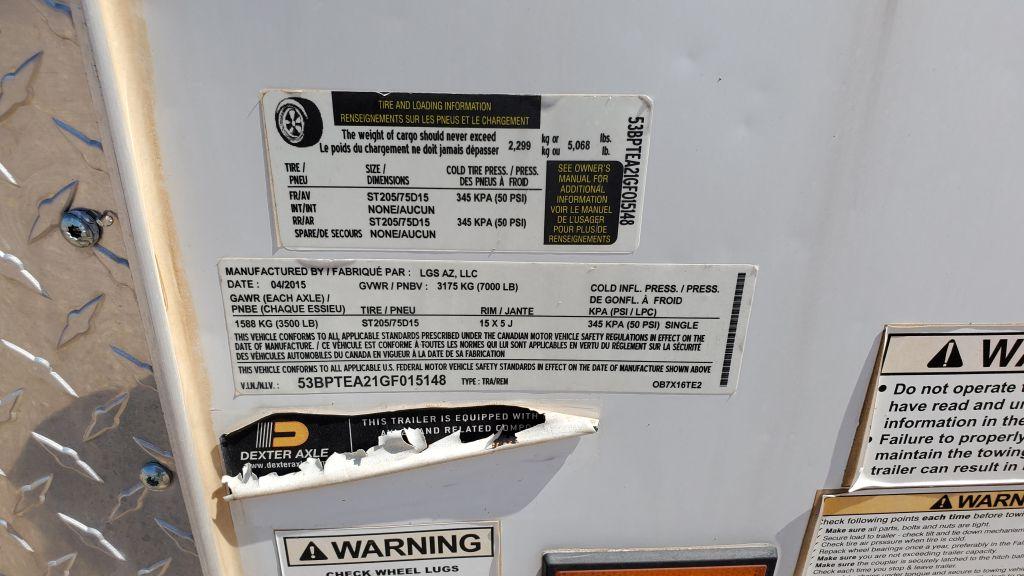 2016 LGS INDUSTRIES Pace Enclosed Cargo Trailer