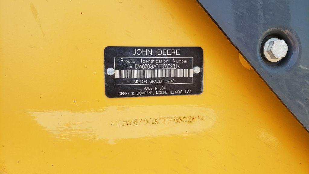 2014 John Deere 670G Motor Grader