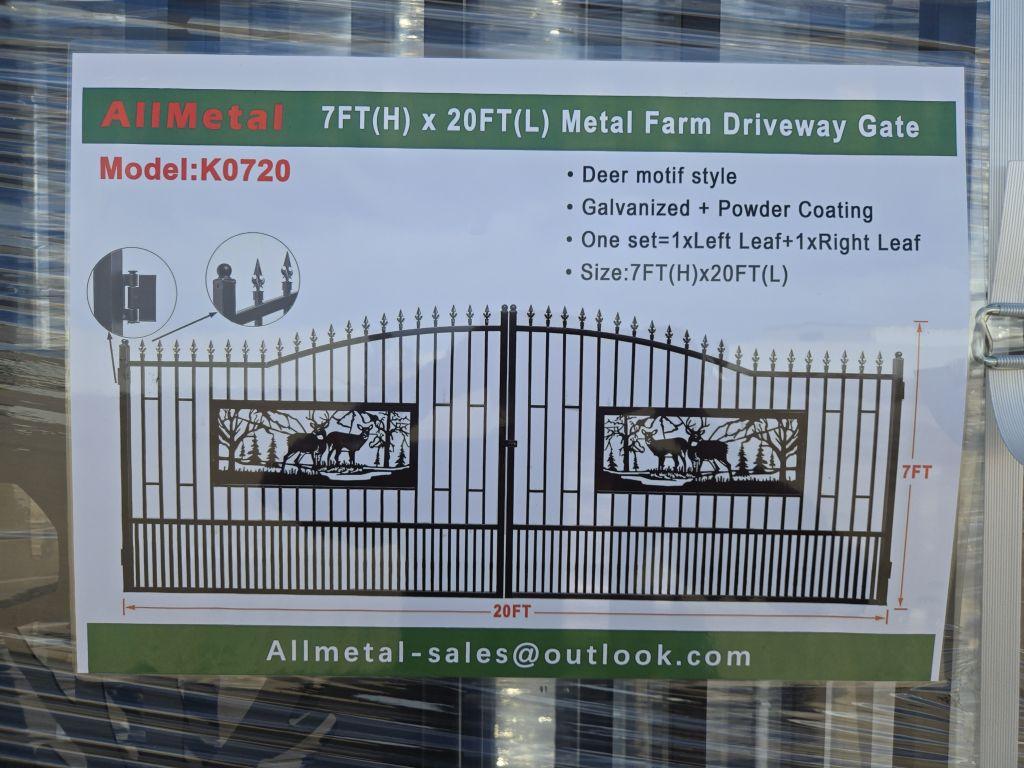 20'x7' Bi-Parting Wrought Iron Gate