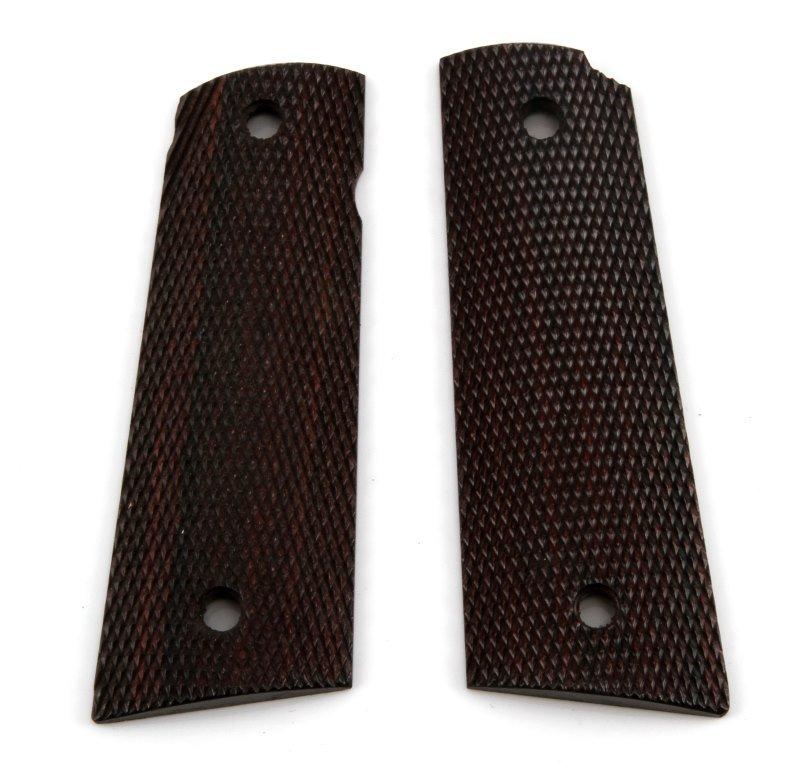 WWII COLT 1911 CHECKERED WOOD HANDGUN GRIPS