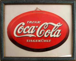 PRE WWII GERMAN COCA COLA SIGN FRAMED