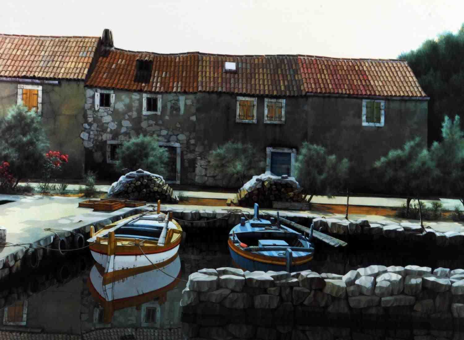 ZVONIMIR MIHANOVIS SIGNED LITHO VILLAGE KRATANJL