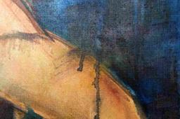 OIL ON CANVAS PAINTING OF TWO MEN SIGNED & FRAMED