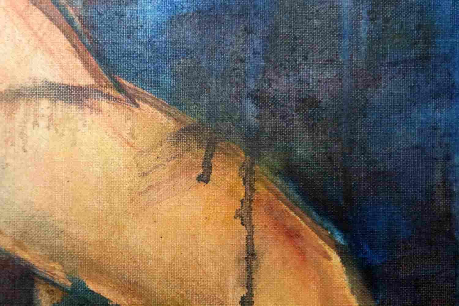 OIL ON CANVAS PAINTING OF TWO MEN SIGNED & FRAMED