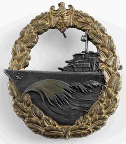 WWII GERMAN 3RD REICH KRIEGSMARINE DESTROYER BADGE