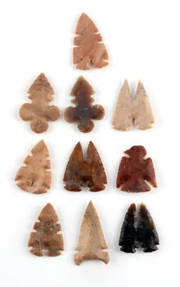 LOT OF 10 ECCENTRIC ARROWHEAD POINTS IL MO REGION