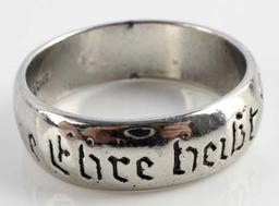 WWII GERMAN THIRD REICH SS MOTTO RING ENGRAVED