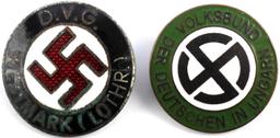 2 WWII GERMAN THIRD REICH DVG HUNGARY PARTY BADGE