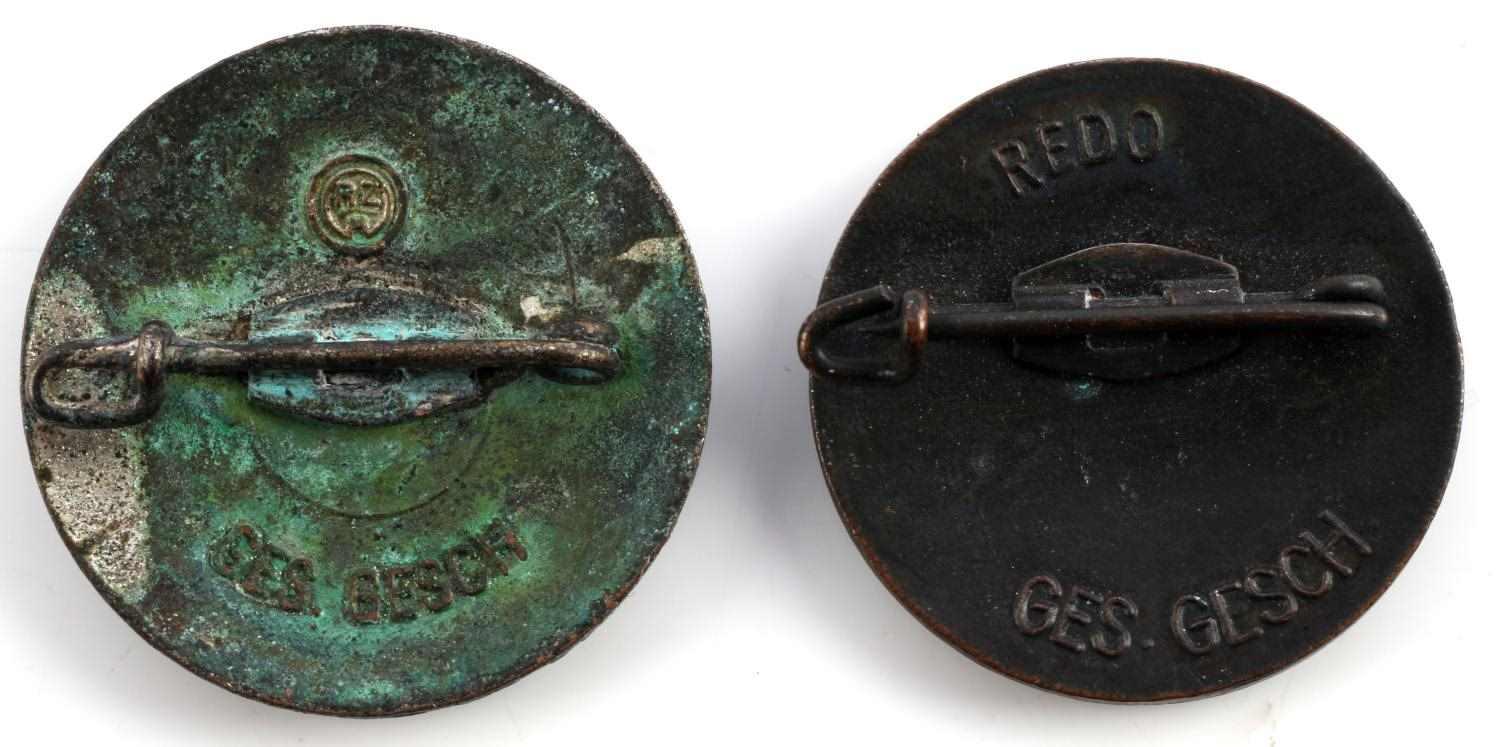 2 WWII GERMAN THIRD REICH DVG HUNGARY PARTY BADGE
