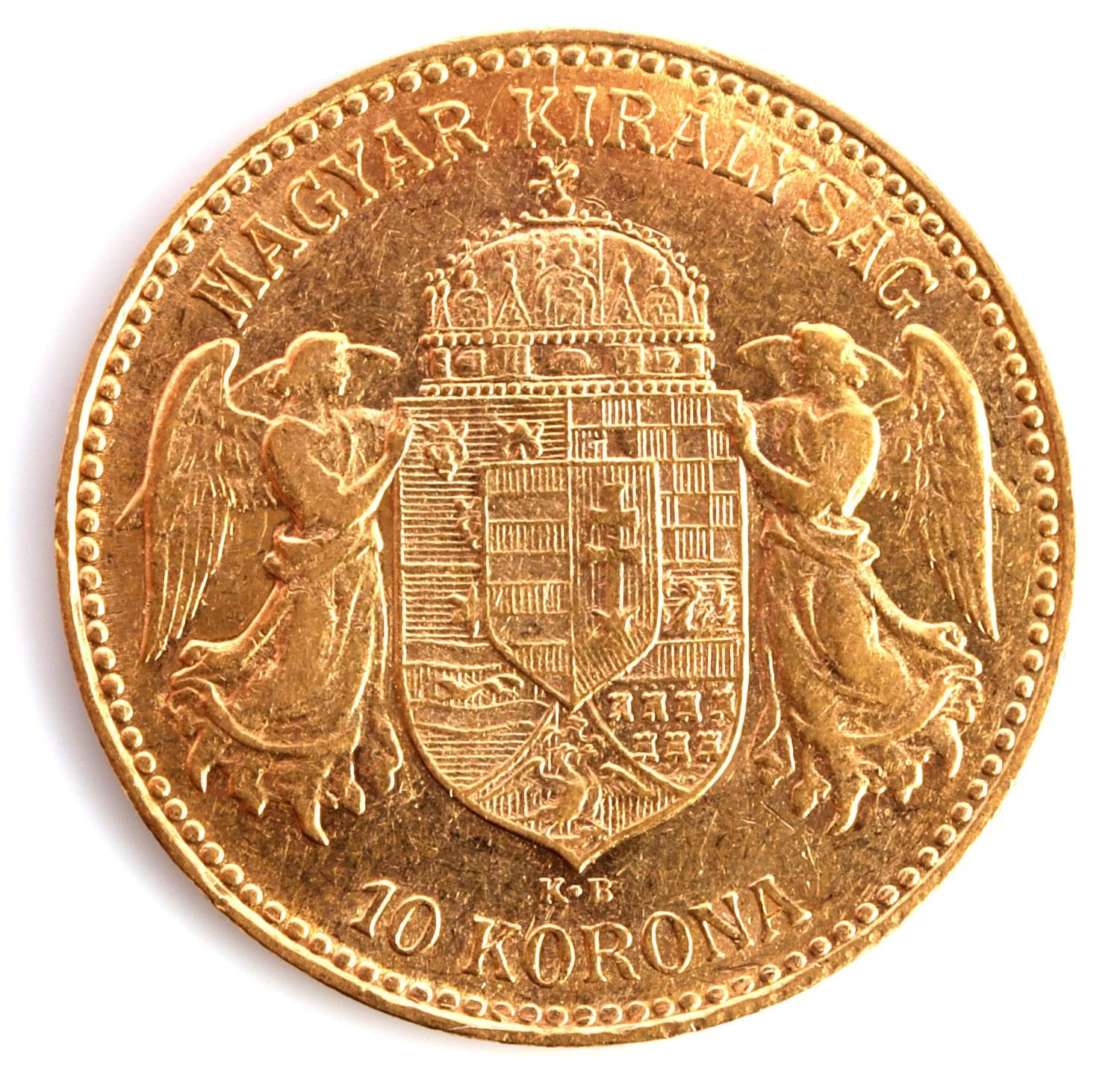 1906 HUNGARY 10 KORONA GOLD COIN