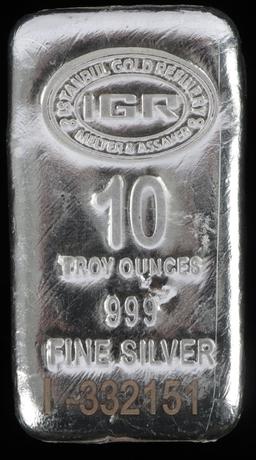 10 OZ .999 FINE SILVER BULLION BAR