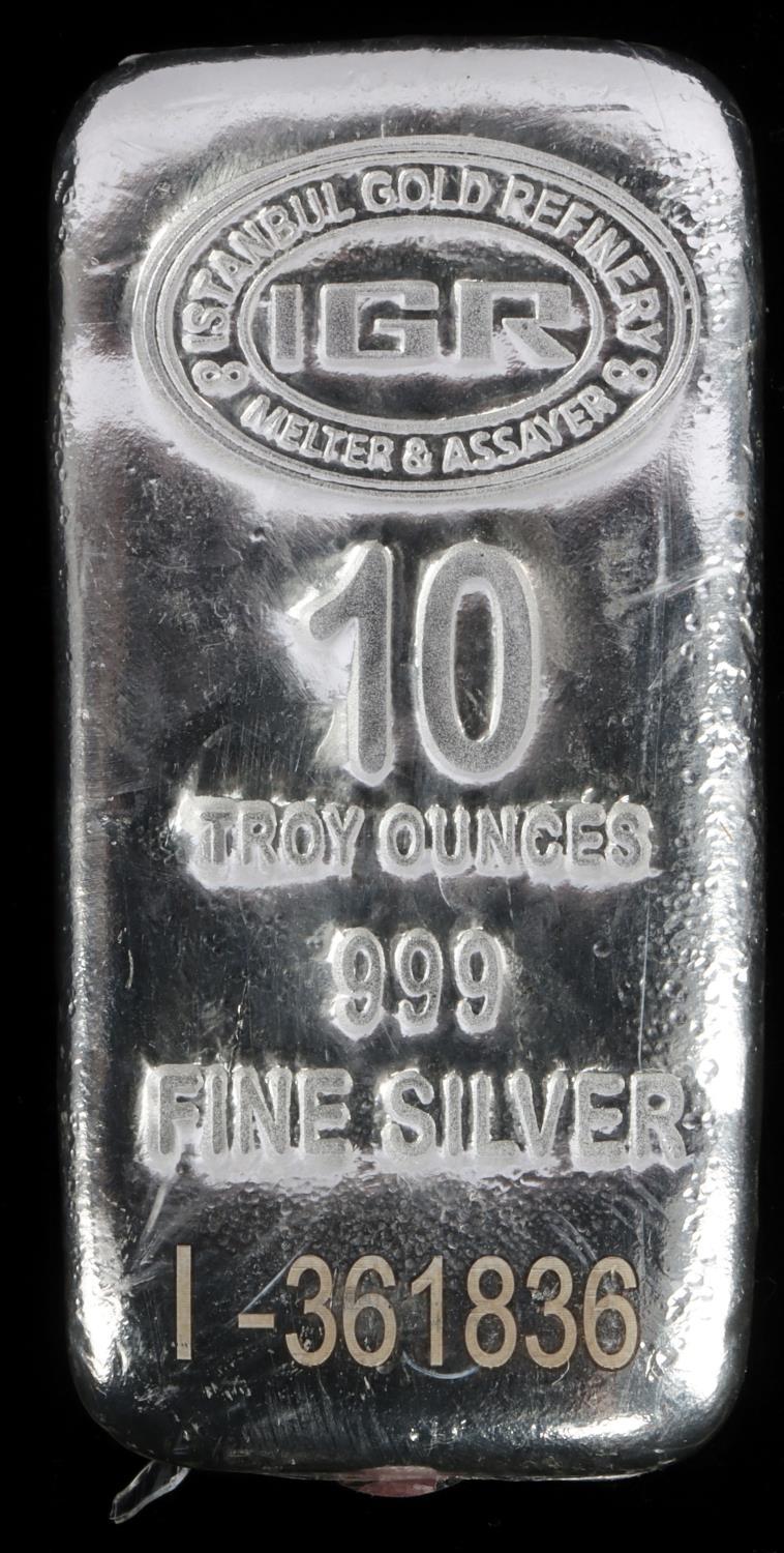 10 OZ TROY OUNCES .999 SILVER BULLION BAR