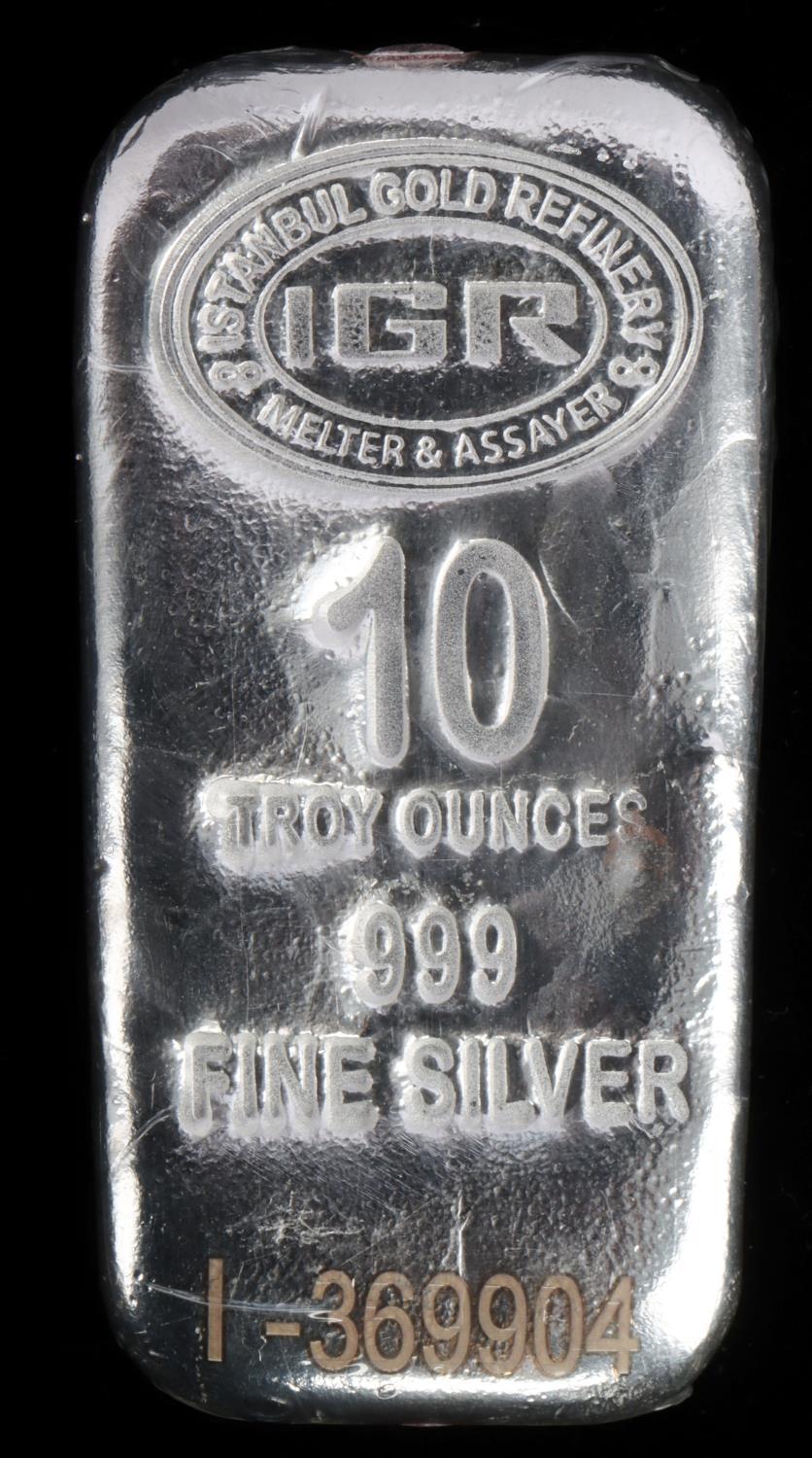 10 OZ TROY OUNCES .999 SILVER BULLION BAR