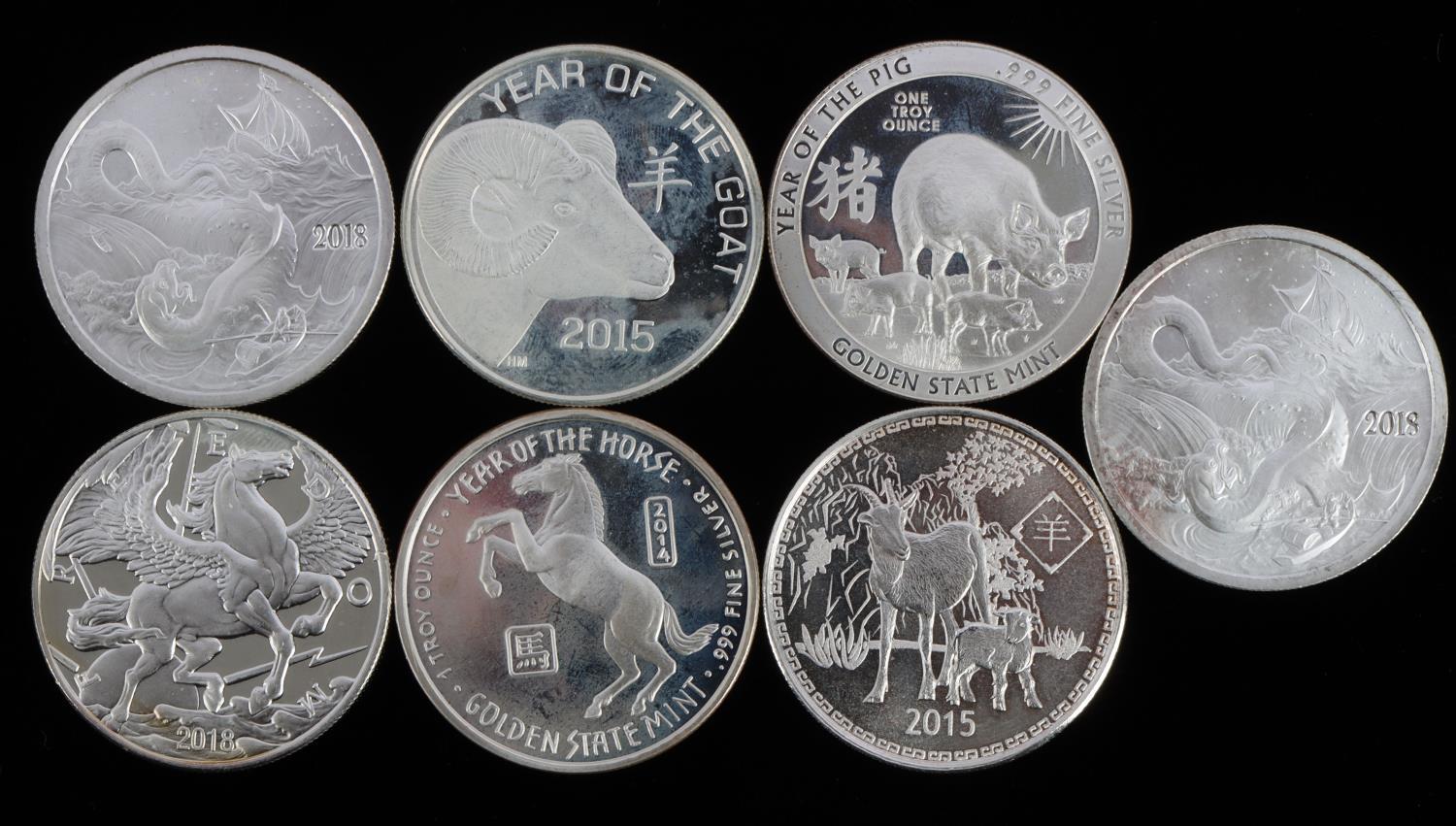 SEVEN 1 OZT SILVER ROUNDS MIX OF REFINERS