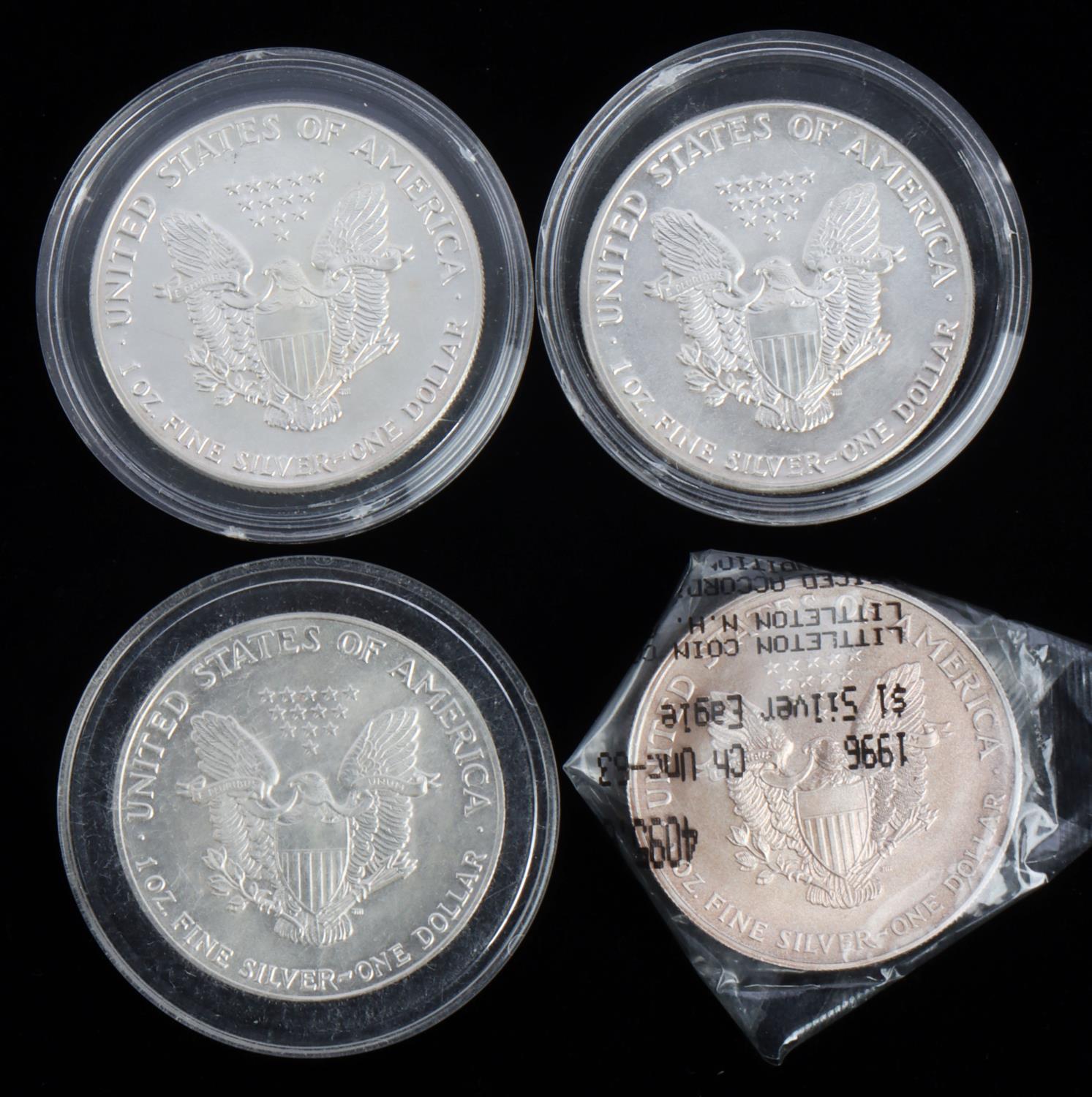 4 KEY DATE AMERICAN SILVER EAGLE 1 OZ SILVER COINS