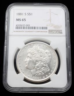 1881 S MORGAN DOLLAR $1 SILVER COIN NCG MS65