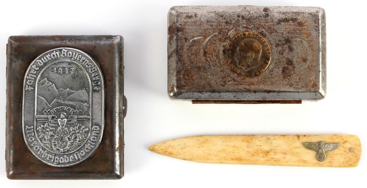 3 WWII GERMAN REICH CIGARETTE CASE & TRINKET BOX