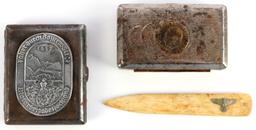 3 WWII GERMAN REICH CIGARETTE CASE & TRINKET BOX