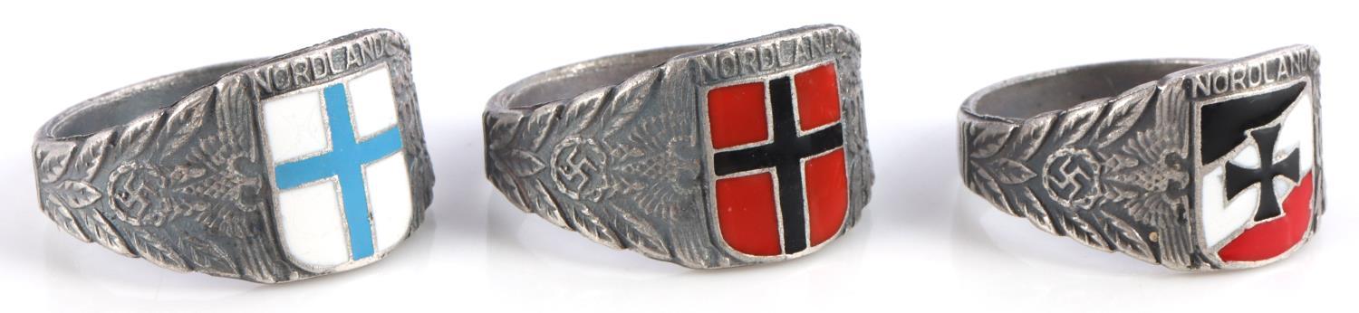 3 WWII GERMAN REICH WAFFEN SS WIKING NORDLAND RING