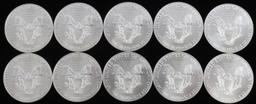 LOT 10 AMERICAN EAGLE 1 OZ SILVER DOLLAR COINS