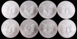 LOT 8 AMERICAN EAGLE 1 OZ SILVER DOLLAR COINS