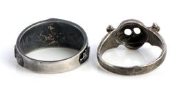 WWII GERMAN THIRD REICH GROUP OF 2 SILVER RINGS