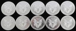 LOT 10 AMERICAN EAGLE 1 OZ SILVER DOLLAR COINS