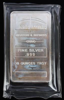 NTR METALS 10 OZT .999 FINE SILVER BAR INGOT