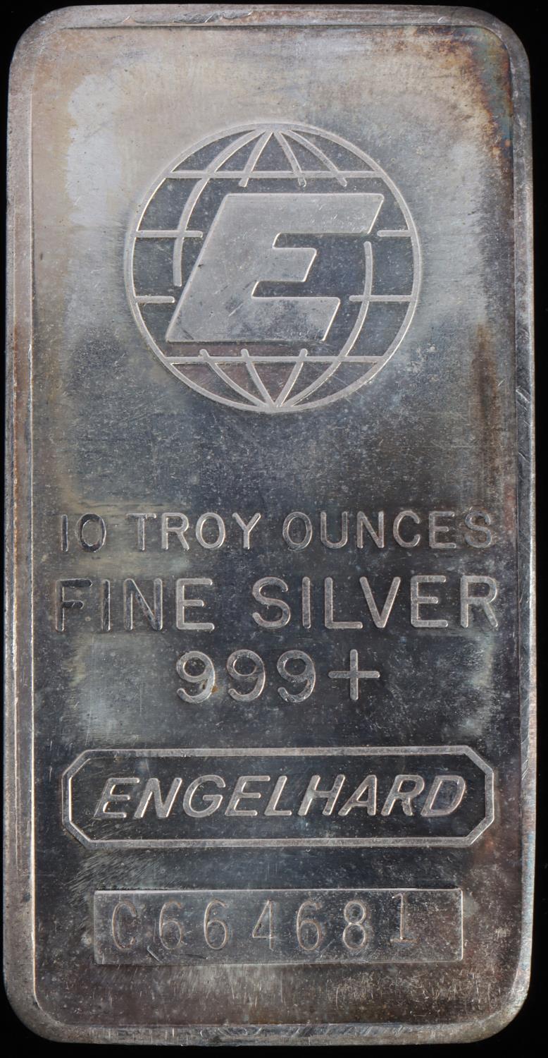 10 TROY OUNCE ENGELHARD SILVER BULLION INGOT