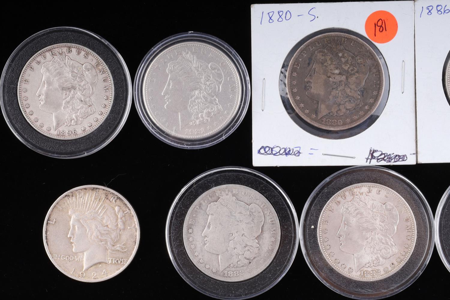 10 MORGAN PEACE SILVER DOLLAR COIN LOT