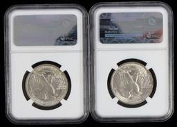 1942 S & 1946 S 50C WALKING LIBERTY NGC MS 64 HALF