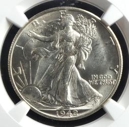 1942 S & 1946 S 50C WALKING LIBERTY NGC MS 64 HALF