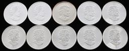 10 MIX DATE CANADA SILVER MAPLE LEAF .999 FINE LOT