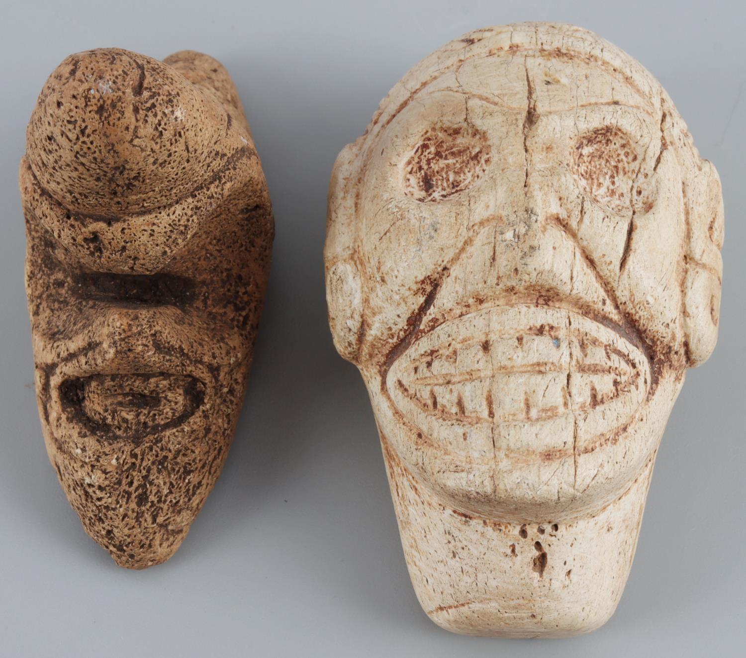 TAINO BONE ZEMI AND ANCESTRAL FETISH FACE